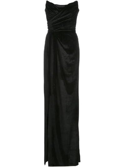 Marchesa Notte Strapless Long Dress In Black