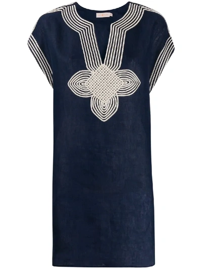Tory Burch Embroidered Kaftan Dress In Blue