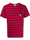 Gucci Men's X Disney Mickey Mouse-patch Striped T-shirt In Red
