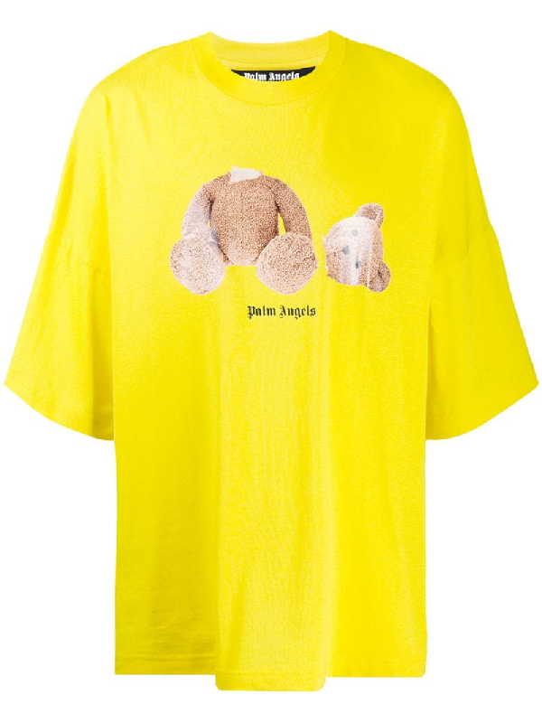 Palm Angels Teddy Bear Print Oversized T-shirt In Yellow | ModeSens