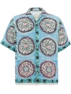 Jw Anderson Printed Short-sleeved Linen Shirt In Blue