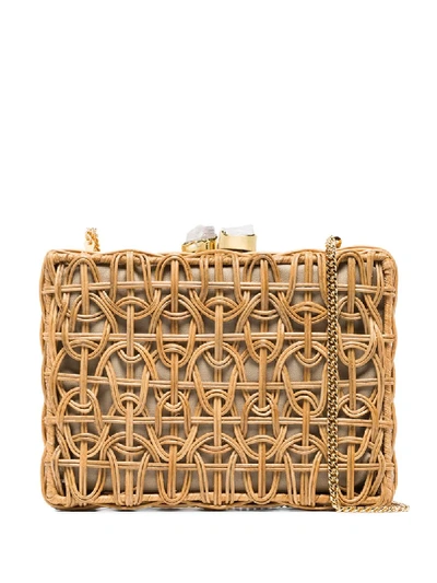 Aranaz Chain-trimmed Woven Straw Bag In Neutrals