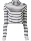 Alexander Wang Striped Cropped T In Grey