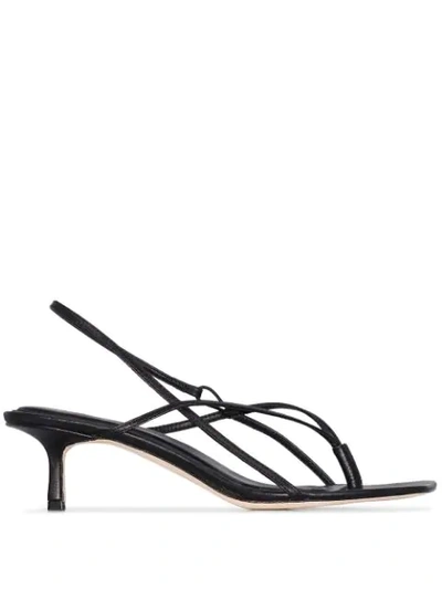 Studio Amelia 50mm Leather Thong Sling Back Sandals In Black