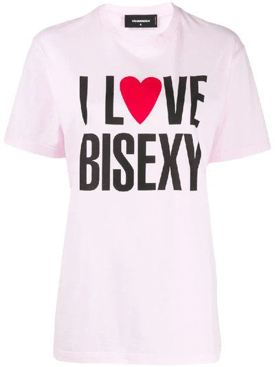 Dsquared2 I Love Bisexy Print T-shirt In Pink