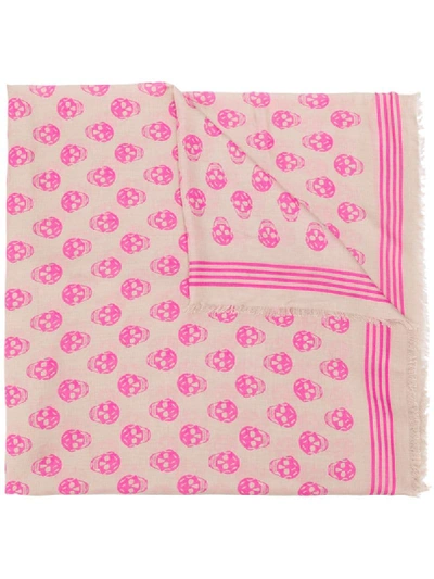 Alexander Mcqueen Skull Print Scarf In Pink