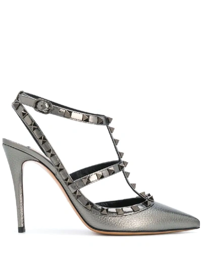 Valentino Garavani Rockstud 100mm Pumps In Metallic