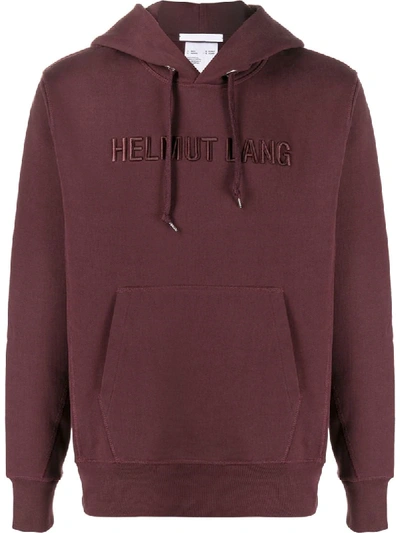 Helmut Lang Logo Embroidered Hooded Sweatshirt In Burgundy