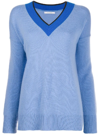 Chinti & Parker V-neck Knitted Jumper In Blue