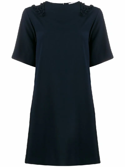 See By Chloé Ruffle-trimmed Crepe Shift Dress In Blue