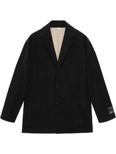 Gucci Oversized Label-embellished Jacket In Black
