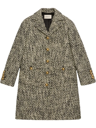 Gucci Tweed Marmont Coat With Golden Buttons In Black