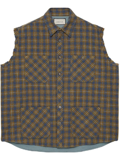 Gucci Checked Vest In Blue