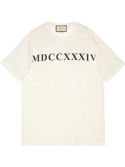 Gucci Roman Numeral-print T-shirt In White