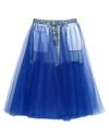 Ben Taverniti Unravel Project Tulle Spliced Denim Skirt In Bright Blue