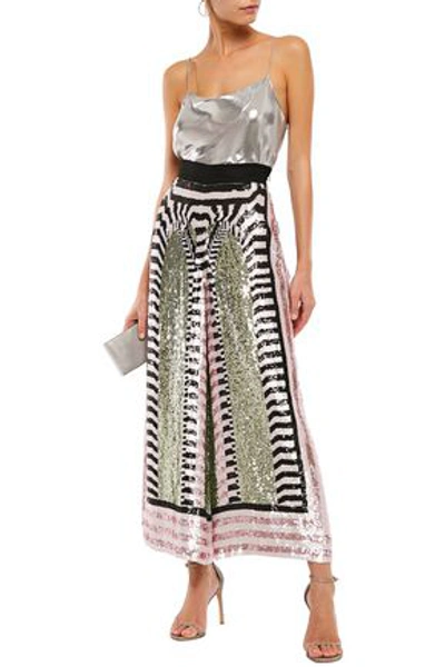 Temperley London Sequined Georgette Wide-leg Pants In Black