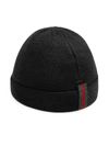 Gucci Baby Knitted Hat With Web In 黑色