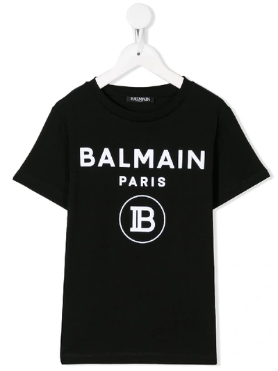 Balmain Kids' Logo T-shirt In 白色