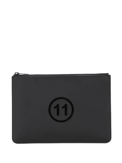 Maison Margiela Embossed Numerical Logo Clutch In Black