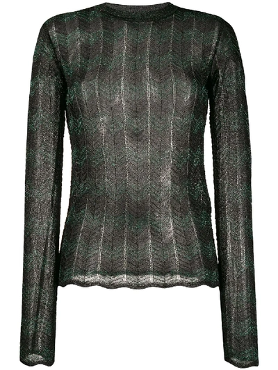 M Missoni Zig Zag Lurex Jumper In Black