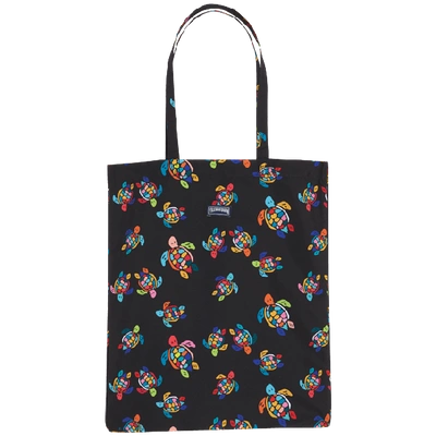 Vilebrequin Tote Bag Over The Rainbow Turtles In Black