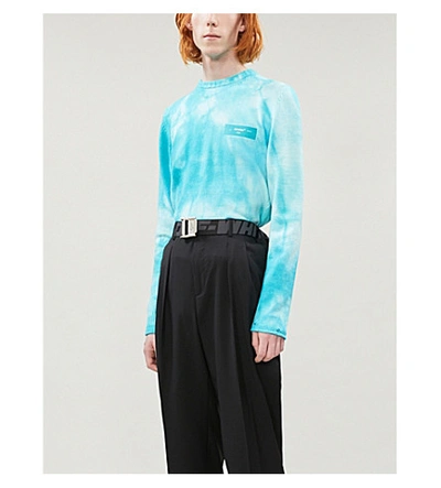 Off-white Tie-dyed Arrow Logo-print Jumper In Blue