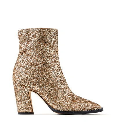 Jimmy Choo Mavin 85 Embellished Leather Ankle Boots In Goldie