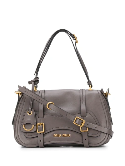 Miu Miu Grace Lux Shoulder Bag In Gray