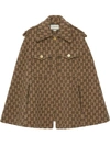 Gucci Gg-knit Wool Cape Jacket In Beige