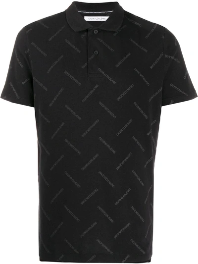Calvin Klein Jeans Est.1978 Logo Print Polo Shirt In Black