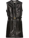 Gucci Double G Belted Mini Dress In Black