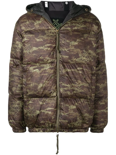 Mr & Mrs Italy Camouflage Print Padded Jacket In Green