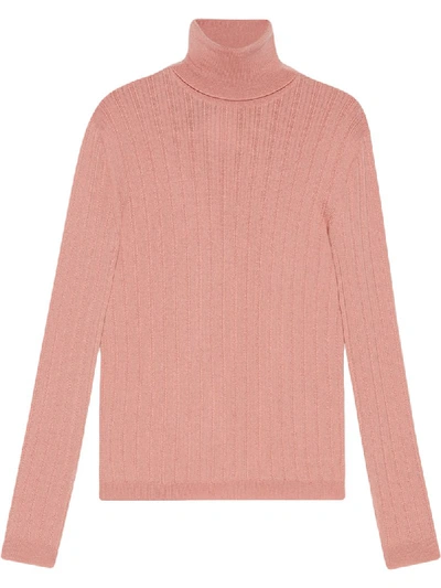 Gucci Fine Cable-knit Jumper In Pink