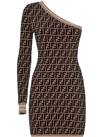 Fendi Kleid Mit Monogramm-print In Brown