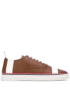 THOM BROWNE RWB-TRIM PEBBLED LOW-TOP SNEAKERS