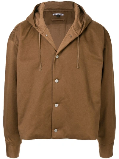 Hed Mayner Oversized Button-up Hoodie In Brown