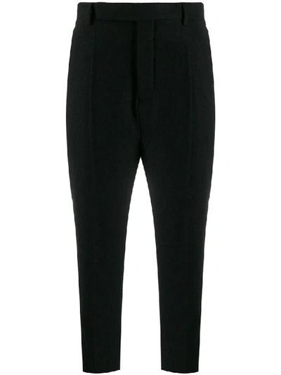 Rick Owens High-waisted Cropped Trousers In Black