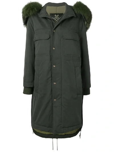 Mr & Mrs Italy Hooded Mid-length Parka In Green