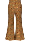 GUCCI FLORAL-JACQUARD LOGO FLARED TROUSERS