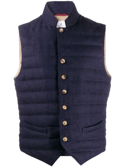 Brunello Cucinelli Feather Down Gilet In Blue