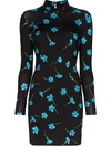 Marcia Mireille Cutout Floral-print Stretch-jersey Mini Dress In Black