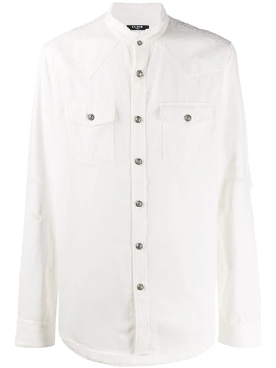 Balmain Band Collar Shirt In White