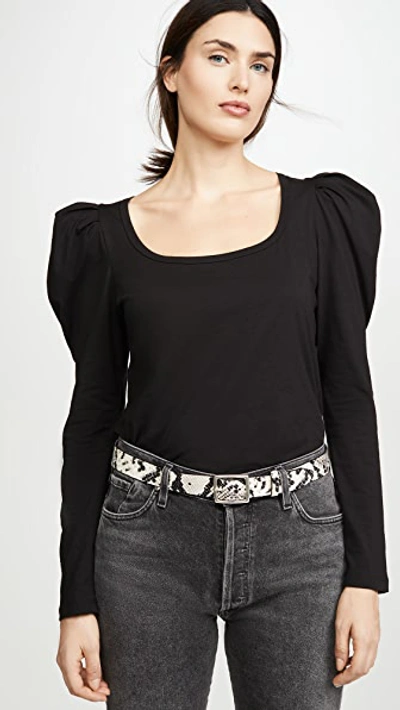 A.l.c Sewell Puff-sleeve Scoop-neck Tee In Black