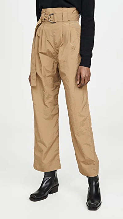 Ganni Tech High-rise Straight Pants In Brown