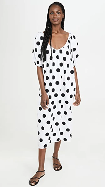 Mara Hoffman Romina Puff-sleeve Polka-dot Cotton Dress In Assorted