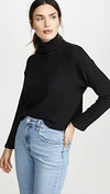 ENZA COSTA SWEATER KNIT CROPPED L/S TURTLENECK