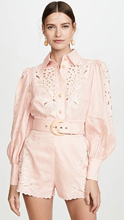 Zimmermann Freja Broderie Anglaise-trimmed Linen Blouse In Blossom