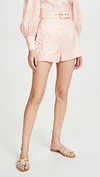 Zimmermann Freja Broderie Anglaise-trimmed Linen Shorts In Pink