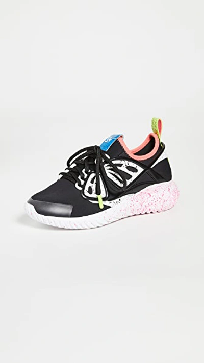 Sophia Webster Fly-by Rubber And Leather-trimmed Neoprene Sneakers In Black