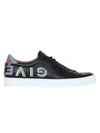 Givenchy Men's Urban Street Iridescent-logo Leather Sneakers In White